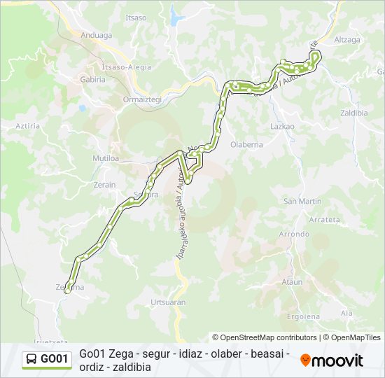 Mapa de GO01 de autobús