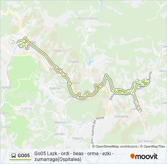 Mapa de GO05 de autobús