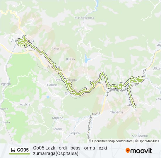 Mapa de GO05 de autobús