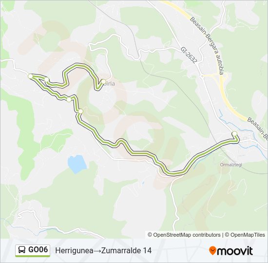 Mapa de GO06 de autobús