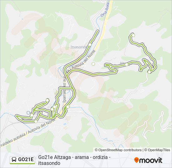 Mapa de GO21E de autobús