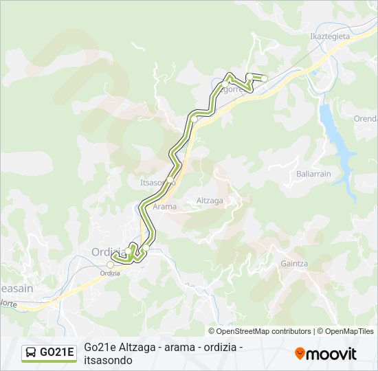 Mapa de GO21E de autobús