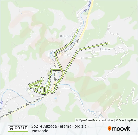 GO21E Bus Line Map