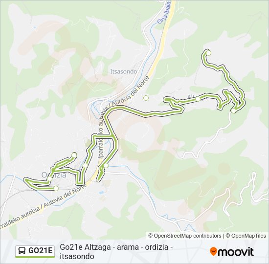Mapa de GO21E de autobús