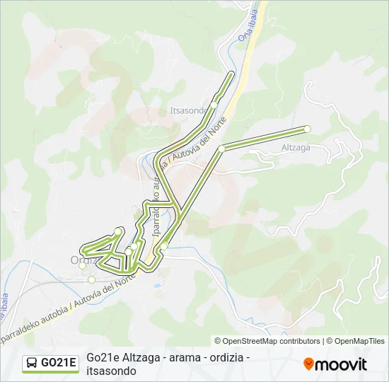 GO21E Bus Line Map