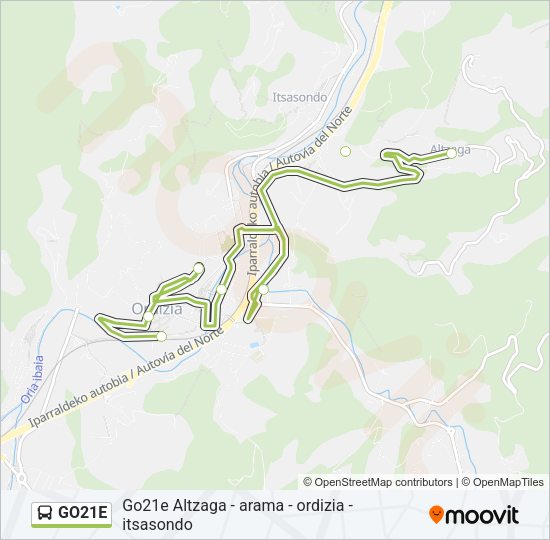 Mapa de GO21E de autobús
