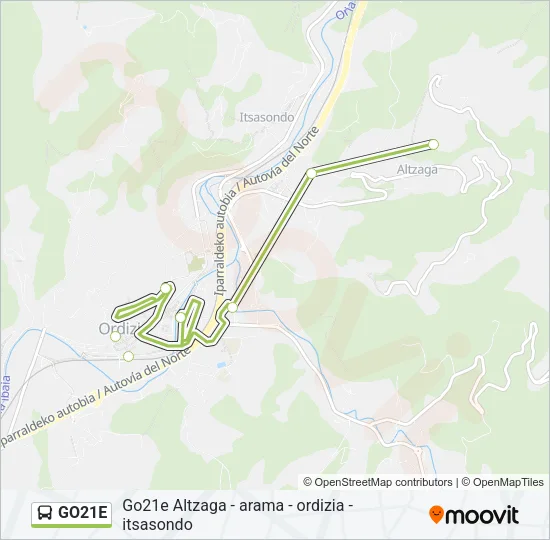 GO21E Bus Line Map