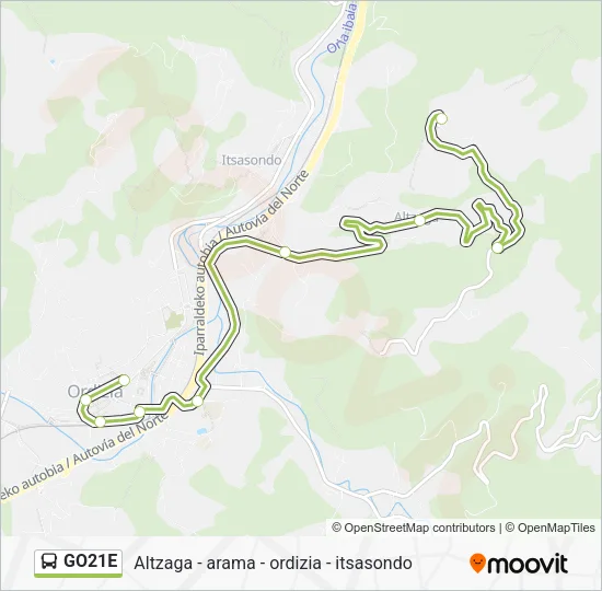 GO21E Bus Line Map