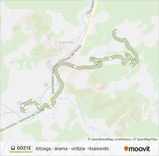 GO21E Bus Line Map