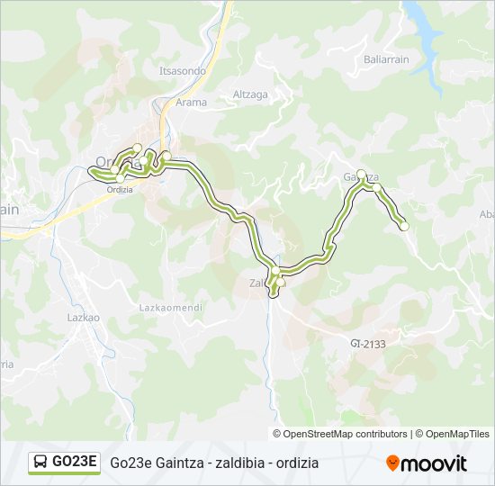 Mapa de GO23E de autobús