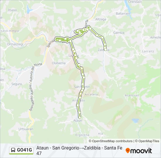 Mapa de GO41G de autobús