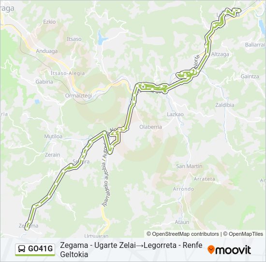 Mapa de GO41G de autobús