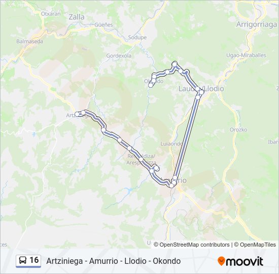 Mapa de 16 de autobús