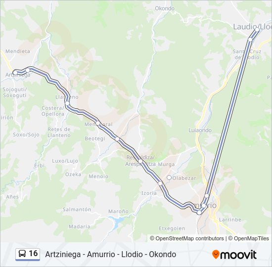 Mapa de 16 de autobús