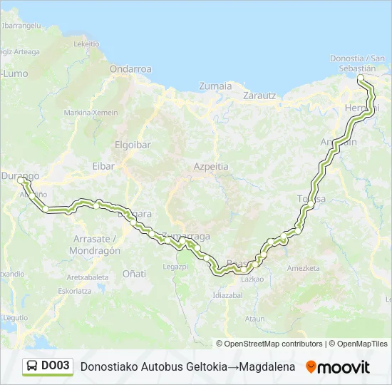 DO03 bus Mapa de línia