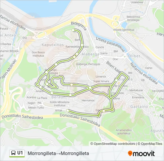 U1 Bus Line Map