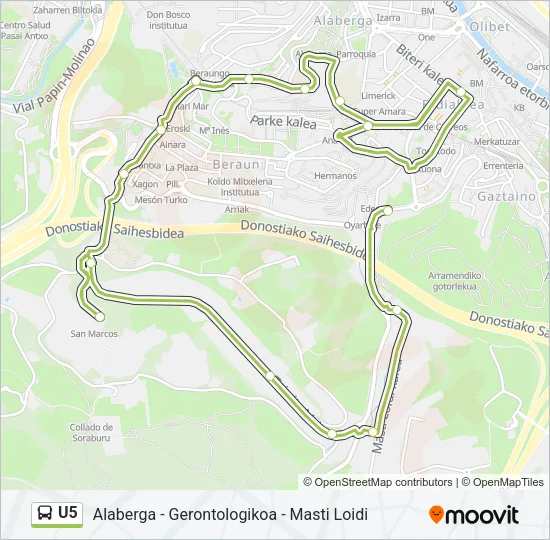 U5 Bus Line Map
