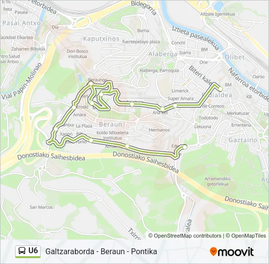 U6 Bus Line Map