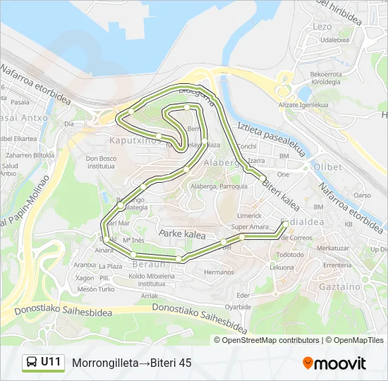 U11 Bus Line Map
