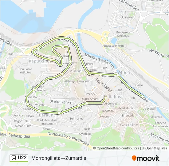 U22 Bus Line Map
