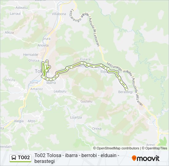 Mapa de TO02 de autobús