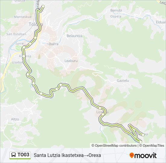 Mapa de TO03 de autobús