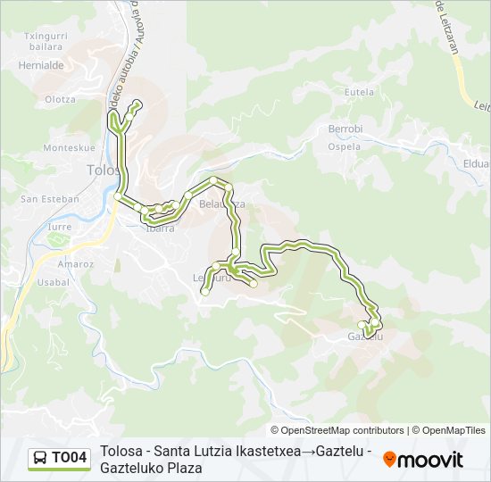 Mapa de TO04 de autobús