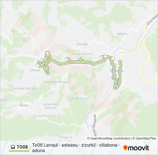 TO08 Bus Line Map