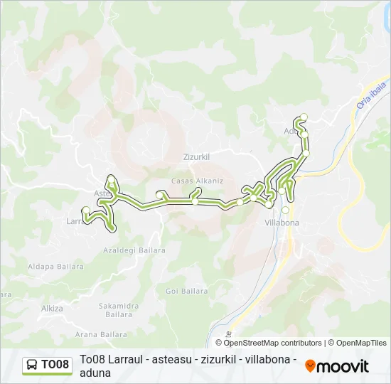 TO08 Bus Line Map