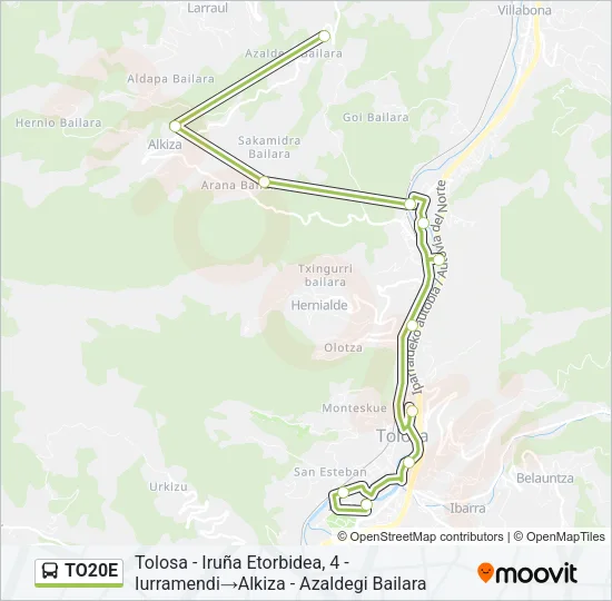 TO20E Bus Line Map