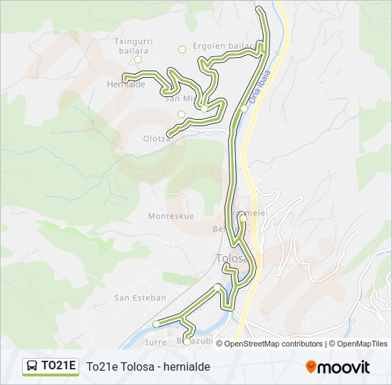 Mapa de TO21E de autobús