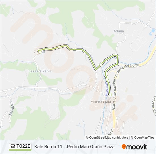 Mapa de TO22E de autobús