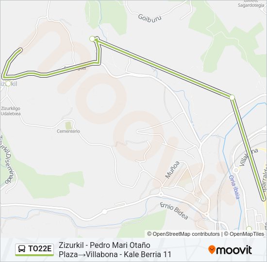 Mapa de TO22E de autobús