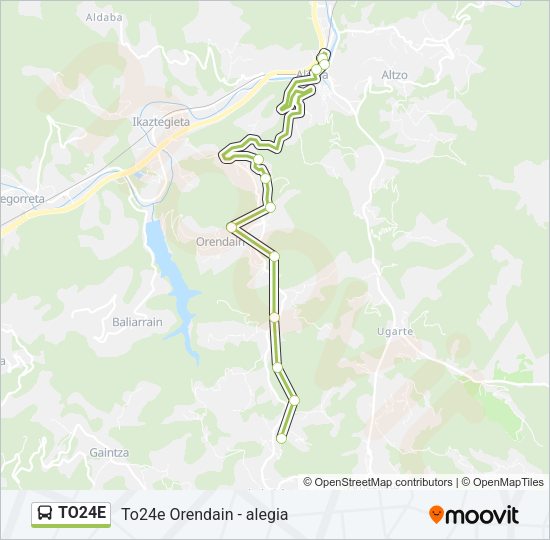 Mapa de TO24E de autobús