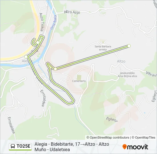 TO25E bus Mapa de línia