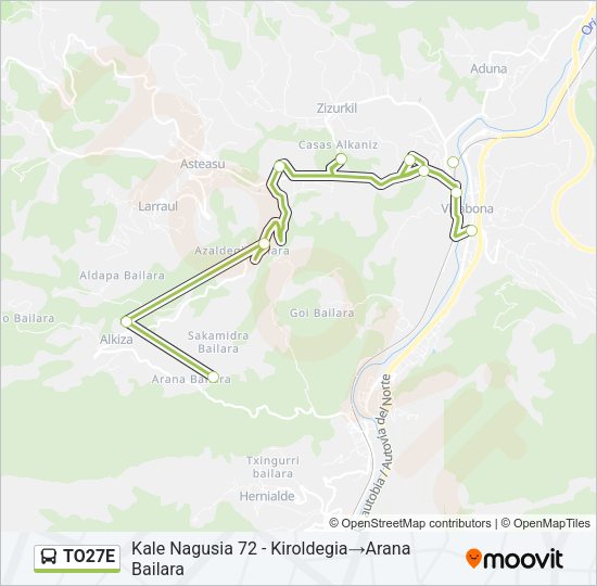 Mapa de TO27E de autobús