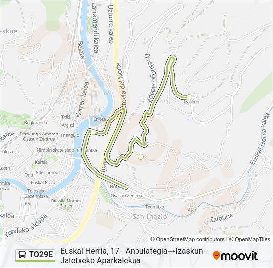 Mapa de TO29E de autobús
