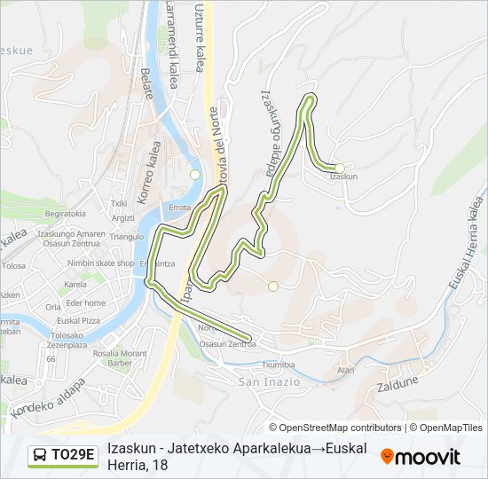 Mapa de TO29E de autobús
