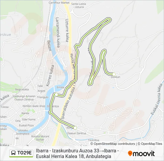 Mapa de TO29E de autobús