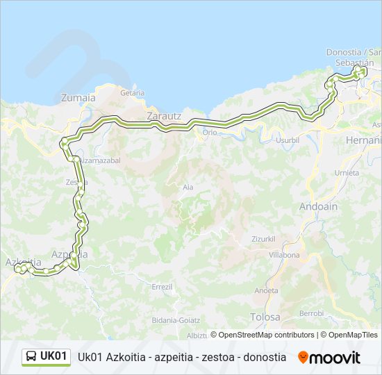 Mapa de UK01 de autobús