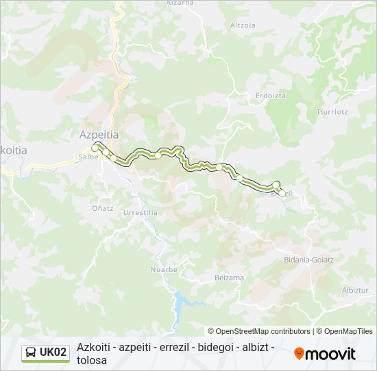 Mapa de UK02 de autobús