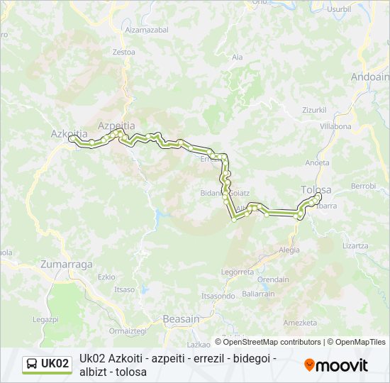 Mapa de UK02 de autobús