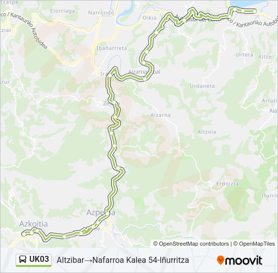 Mapa de UK03 de autobús