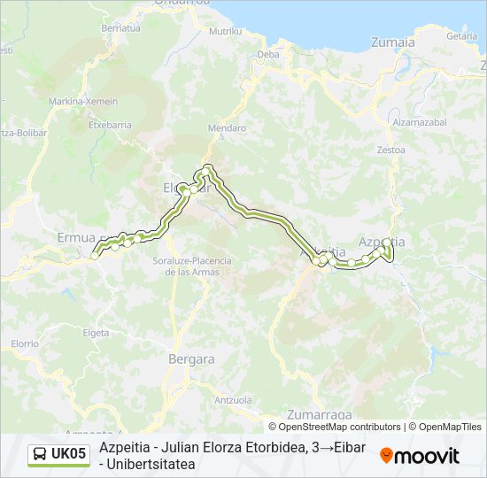 Mapa de UK05 de autobús