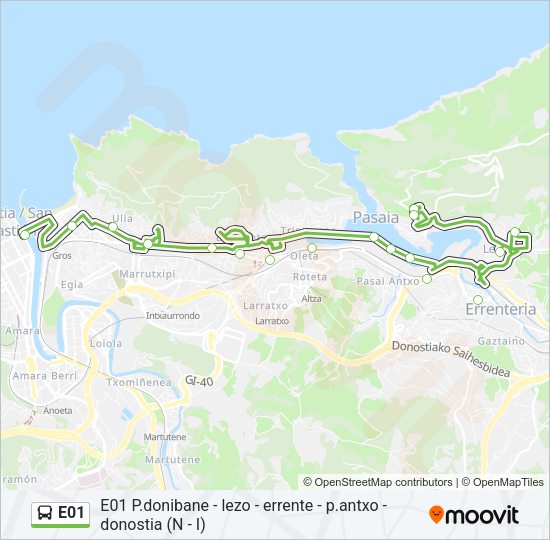 Mapa de E01 de autobús