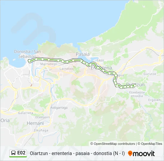 E02 bus Mapa de línia