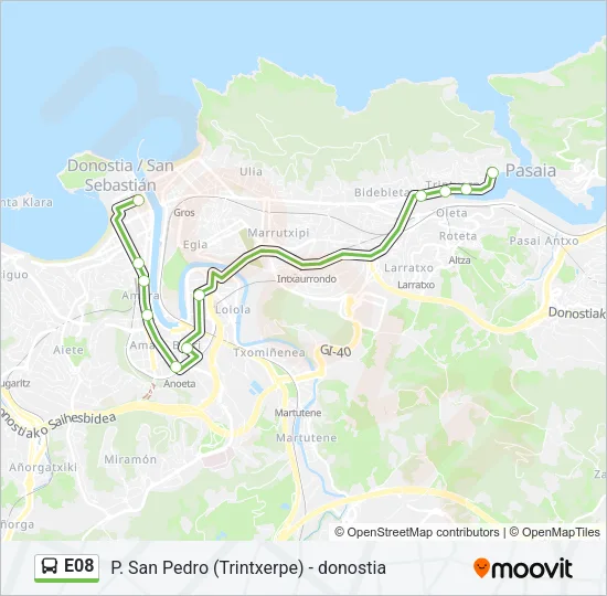 E08 bus Mapa de línia