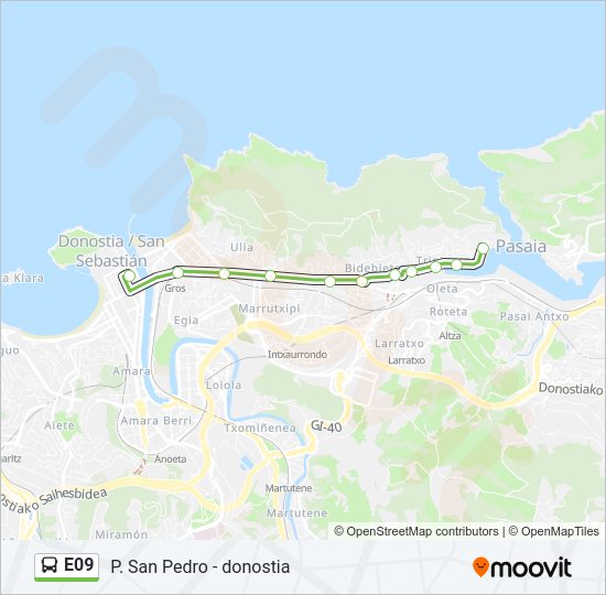 Mapa de E09 de autobús