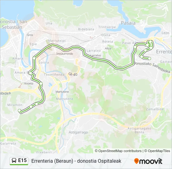 E15 Bus Line Map