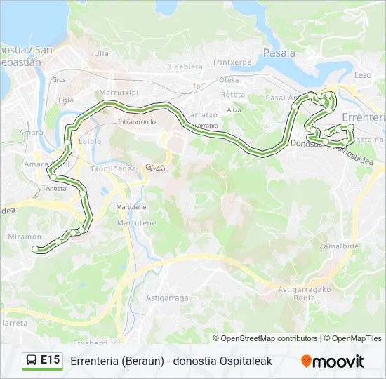 E15 Bus Line Map